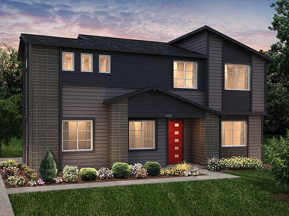 Elevation C boasts a clean, minimalistic design with angular structures, brick accents, and a pop of