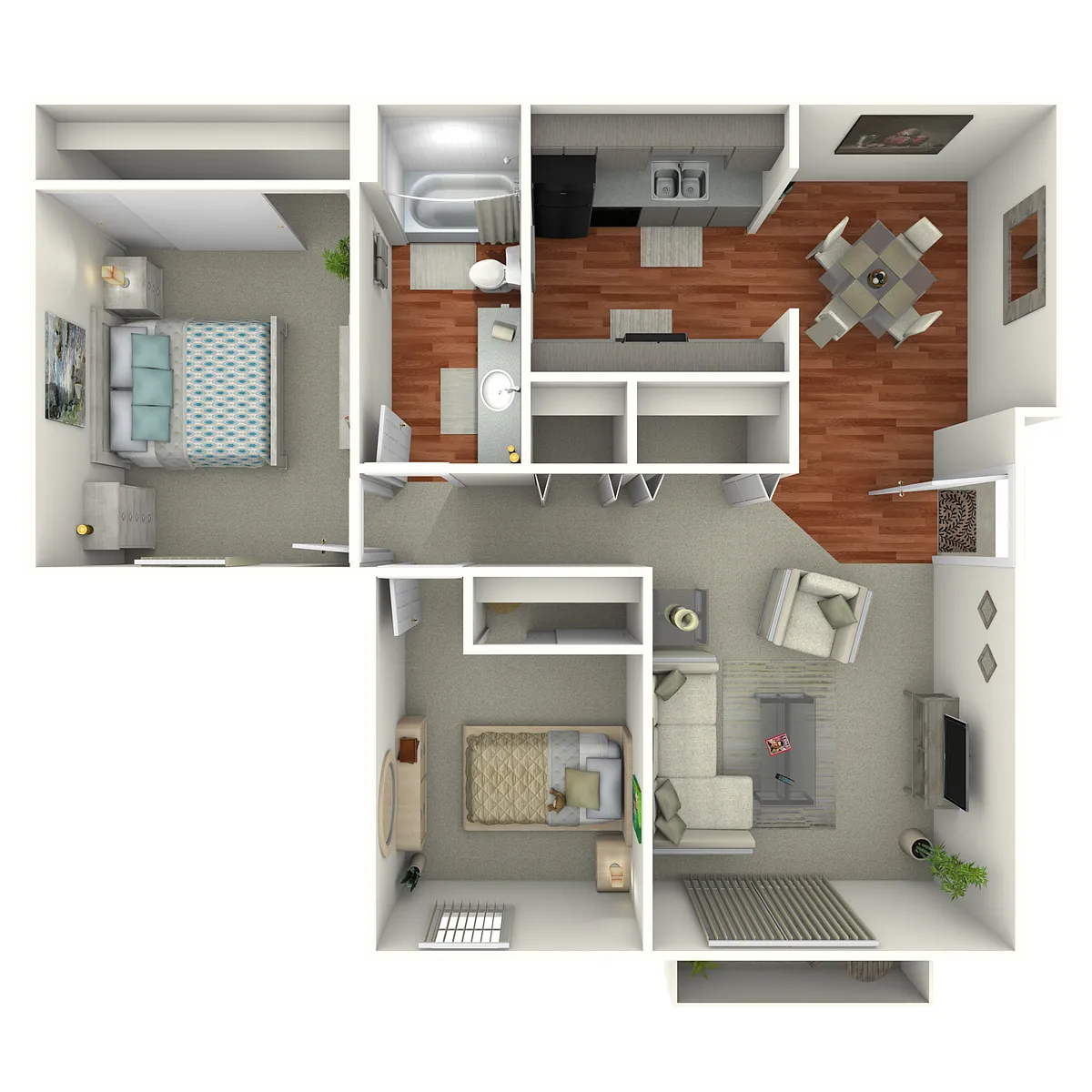 Floor plan 2BD, 1BTH