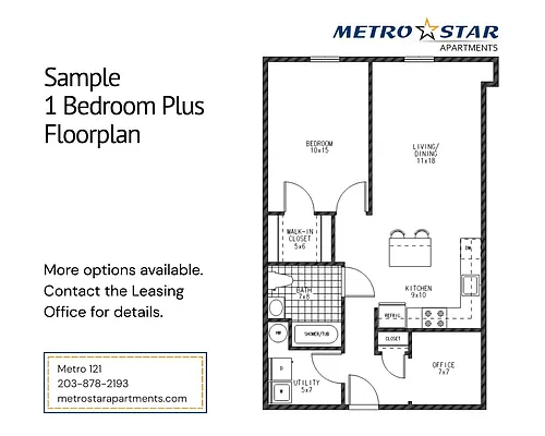 Floor plan 1 Bedroom Plus