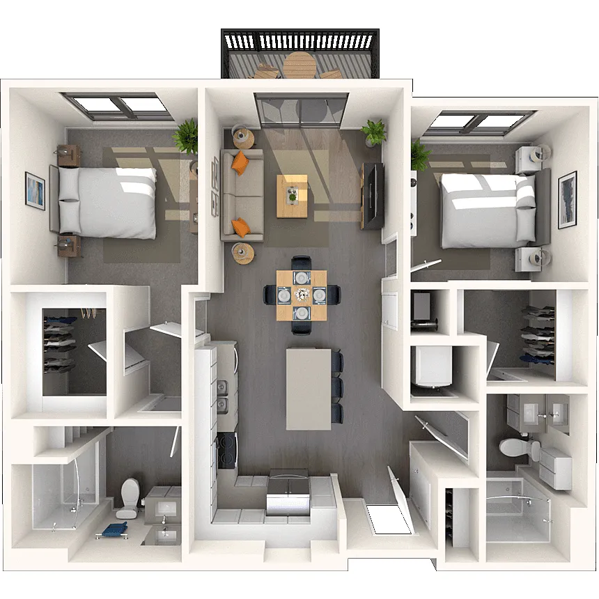 Floor plan Traditional 2x2 997-1000 SF