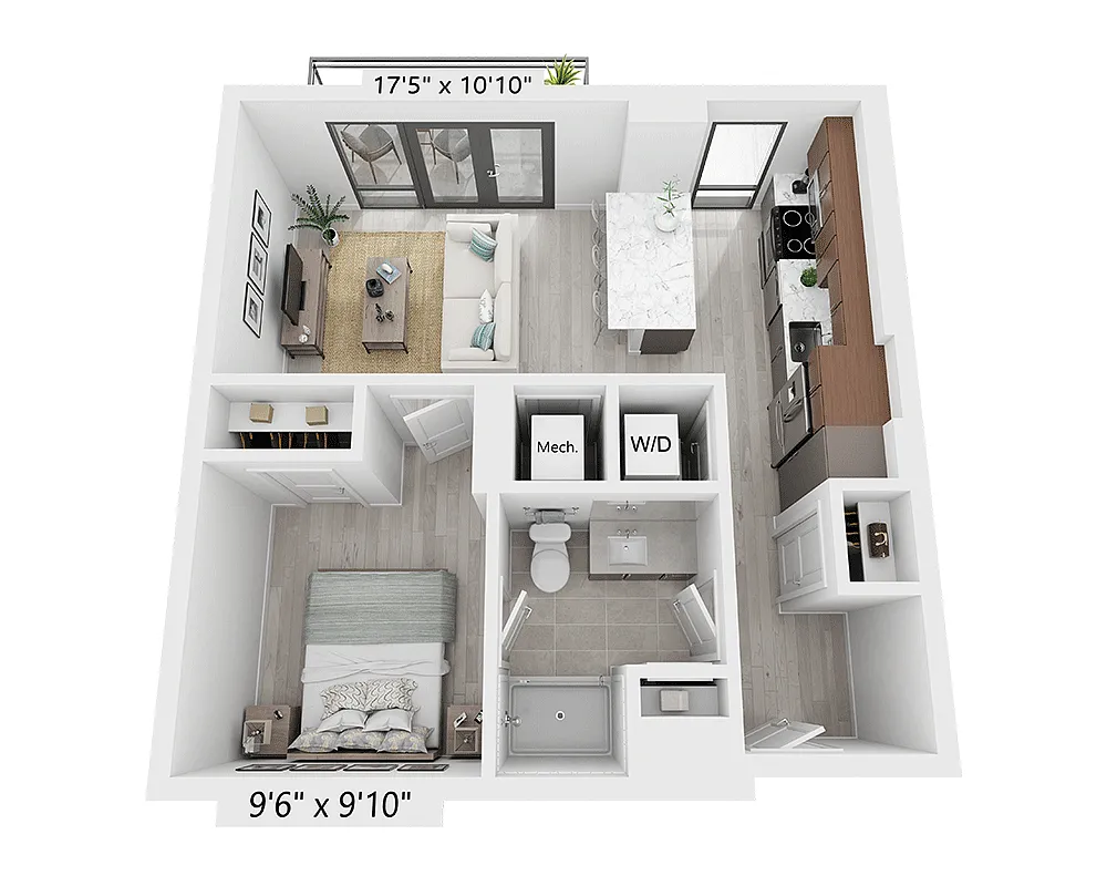 Floor plan One Bedroom - A1F
