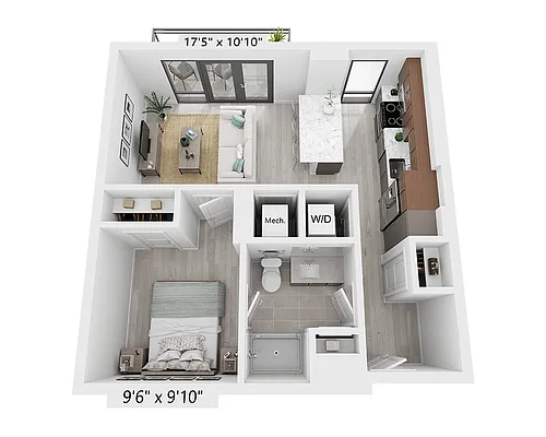 Floor plan One Bedroom - A1F