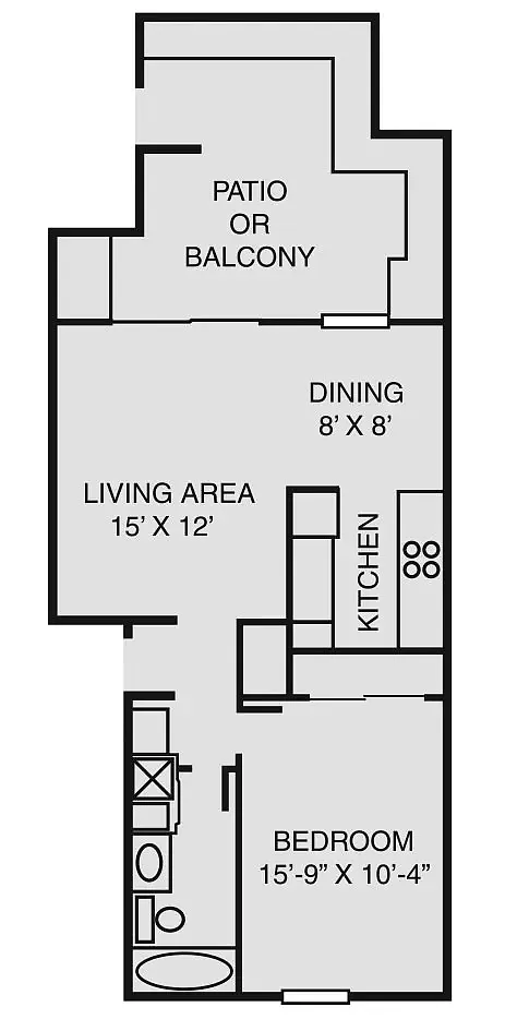 Floor plan 1Bd/1Ba-Up (D) No W/D