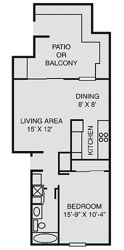 Floor plan 1 Bed/1 Bath Dn (D)