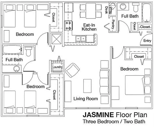 Floor plan 3BD2BA