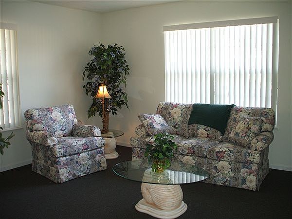 Relax with friends in the community room.
