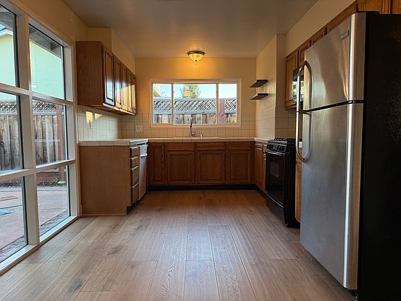 New wood floors just installed in kitchen
