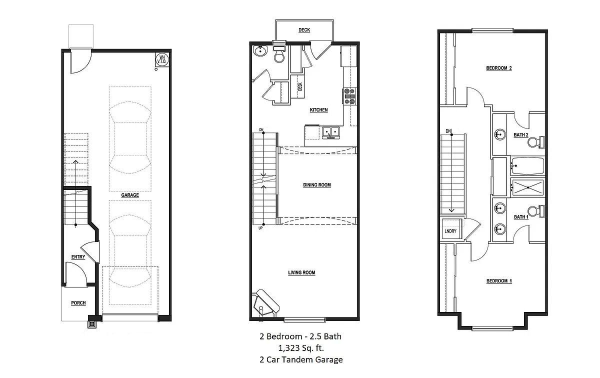 Floor plan 2x2 with Tandem Garage