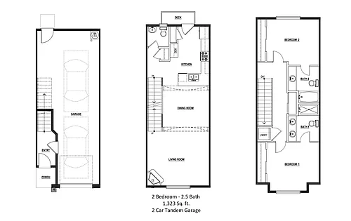 Floor plan 2x2 with Tandem Garage