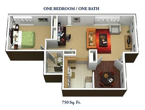 Floor plan 1Bedroom 1Bathroom