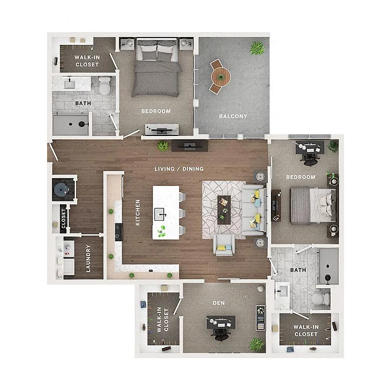 Floor plan 3BR/2BA - D1