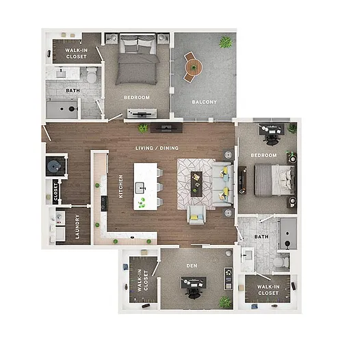 Floor plan 3BR/2BA - D1