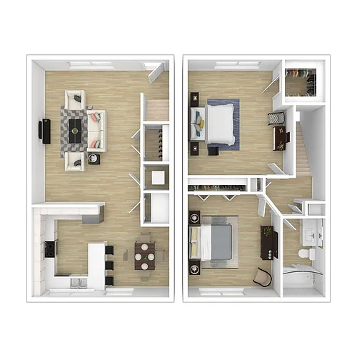 Floor plan Two Bedroom Townhouse