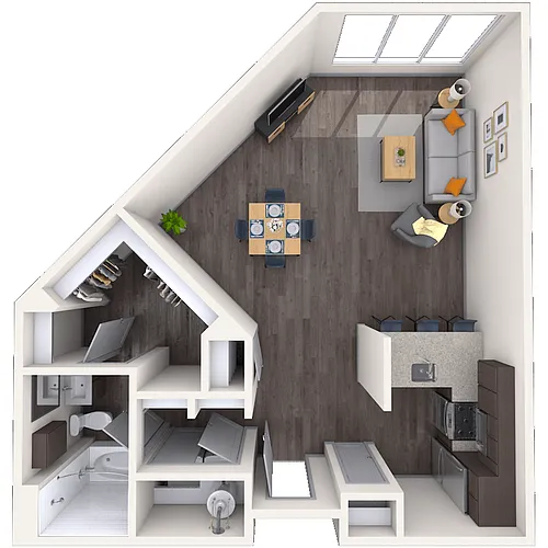 Floor plan Studio 0x1 491-774 SF