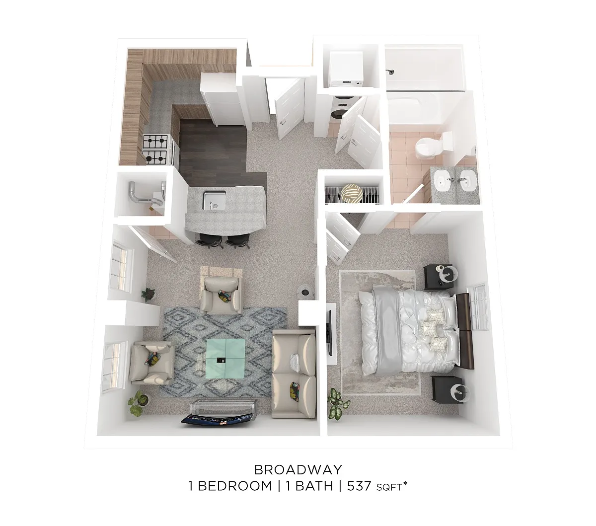 Floor plan One Bedroom - 537 sqft