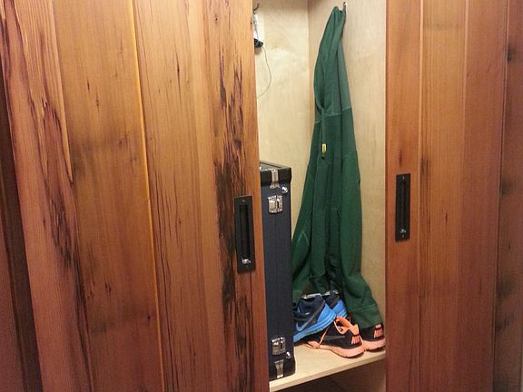 Reclaimed redwood lockers