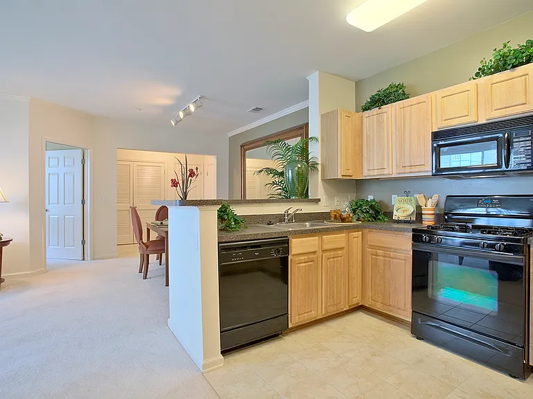 Apartment kitchen with classic finishes