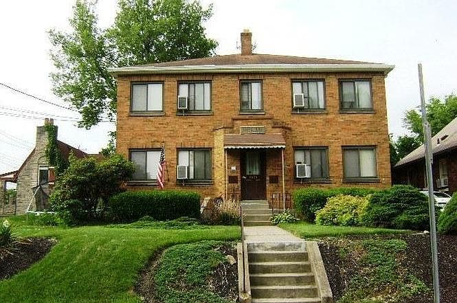 Front of apartment bldg. Apt #2E is the top unit on the left