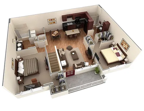 Floor plan B4 Secretariat - 2 Bedroom, 2 Bathroom