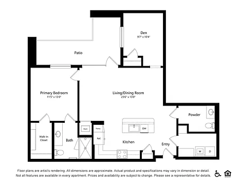 Floor plan 1x1.5-Den