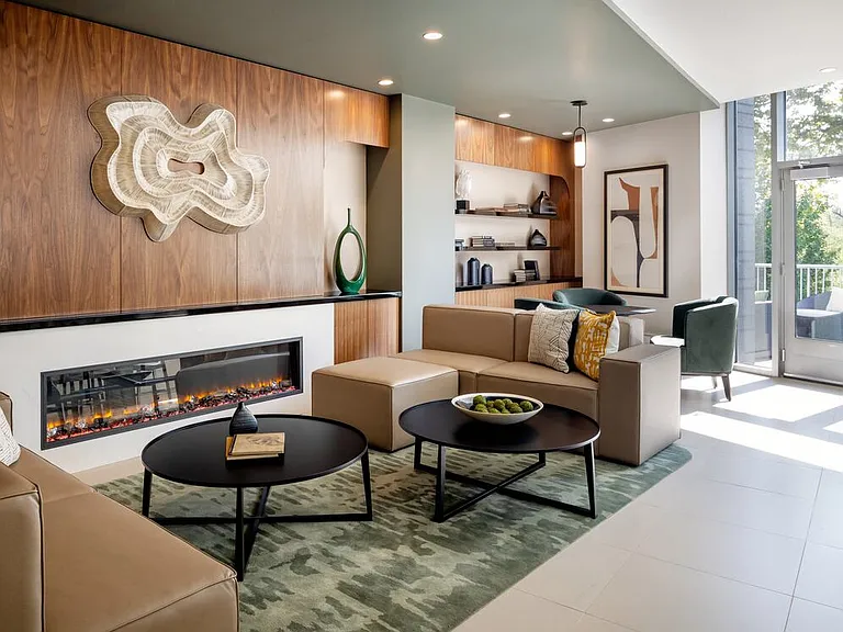 Resident lounge with fireplace