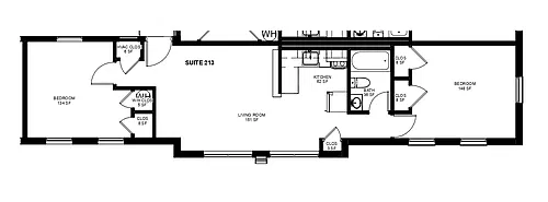 Floor plan 1049 W 49th St 2BD 1BA Corner Back