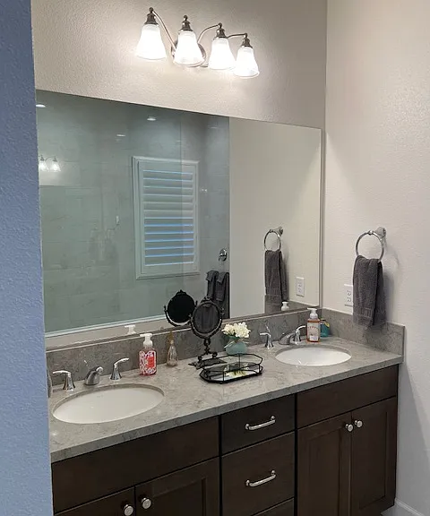 Primary bathroom double vanities