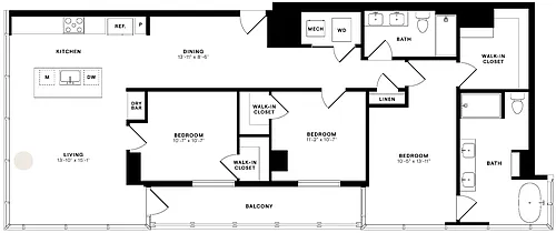 Floor plan 3 Bed/2 Bath-PH3
