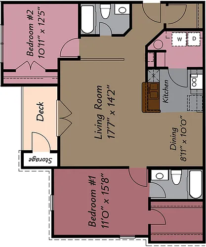 Floor plan 2 Bedroom 2 Bath