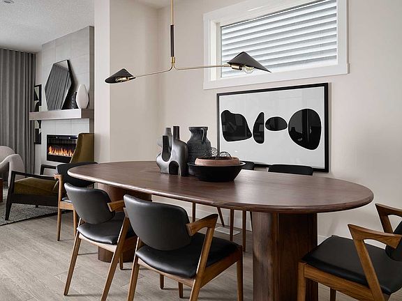 A photo of the dining area of the Carlisle 2 show home in Calgary by Brookfield Residential