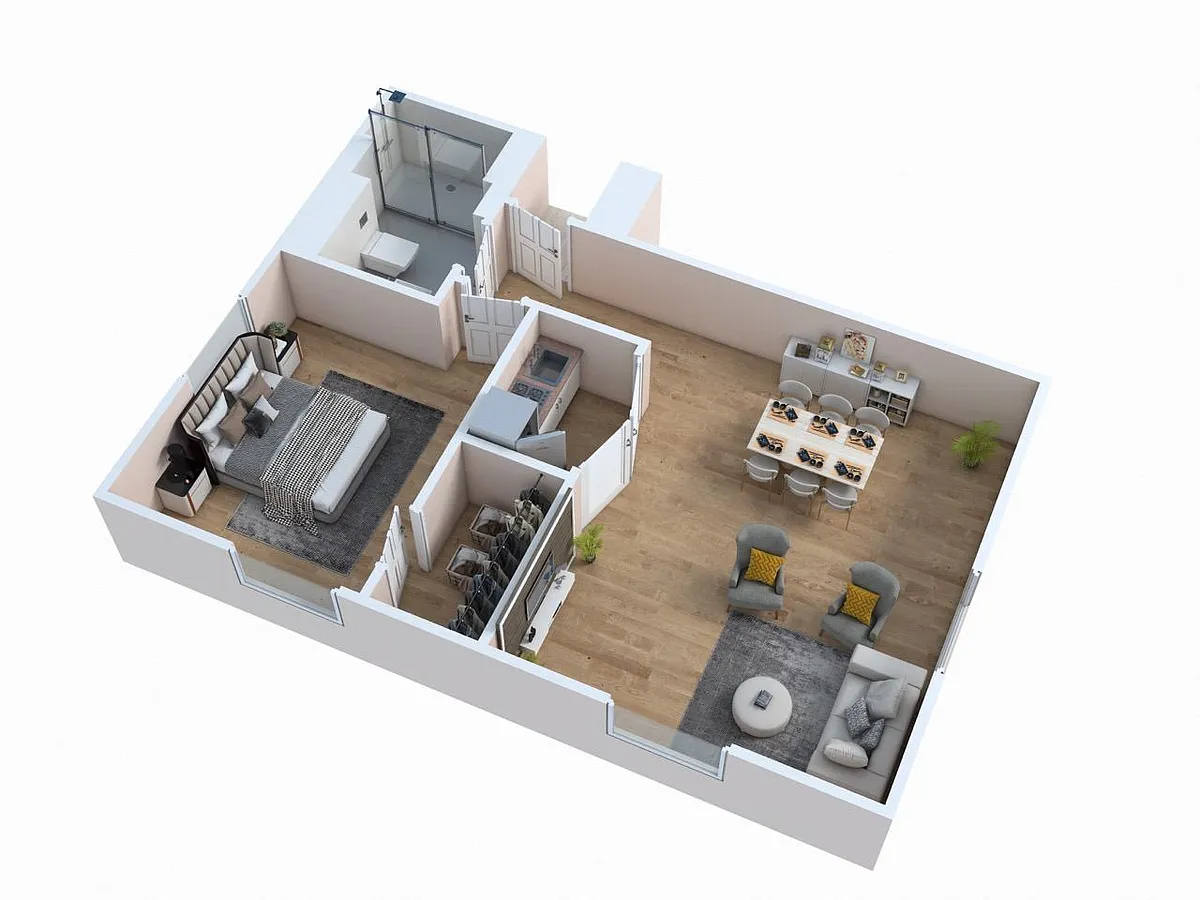 Floor plan 1 Bed 1 Bath - Peninsula