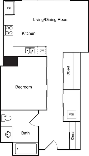 Floor plan Studio 586 Renovated no balc