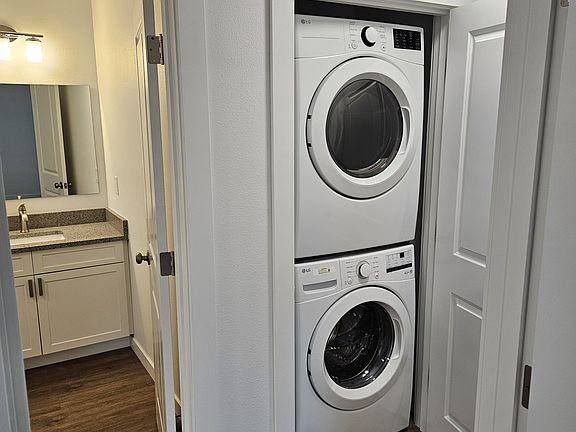 Washer and dryer in unit.