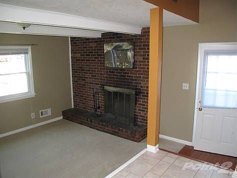 Large family room with wood burning fireplace