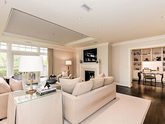 Fireplace & doors to private terrace