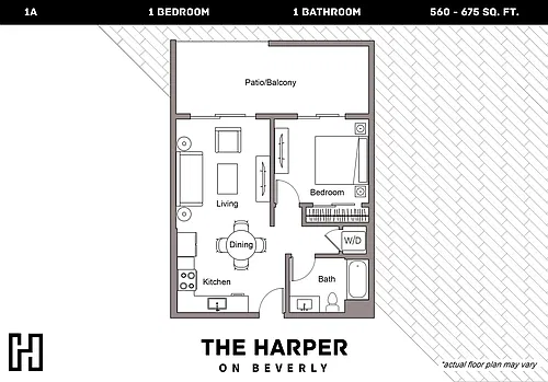 Floor plan Plan A - 1 Bedroom, 1 Bath