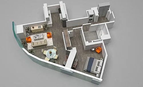 Floor plan One Bedroom 04