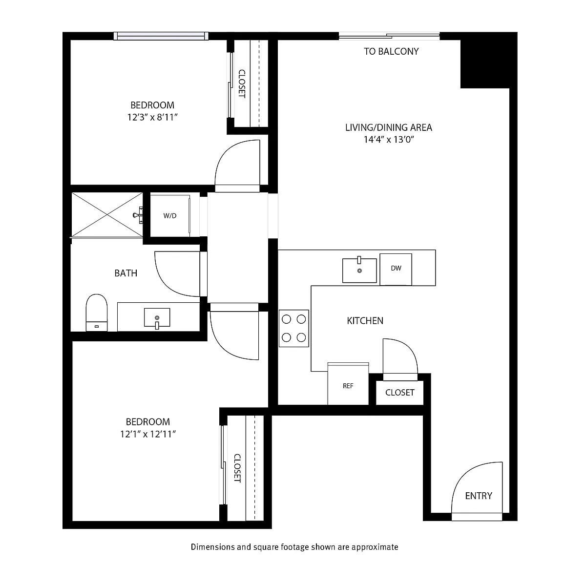 Floor plan 2 Bedroom / 1 Bath