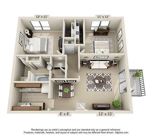 Floor plan 2 Bedroom Villa