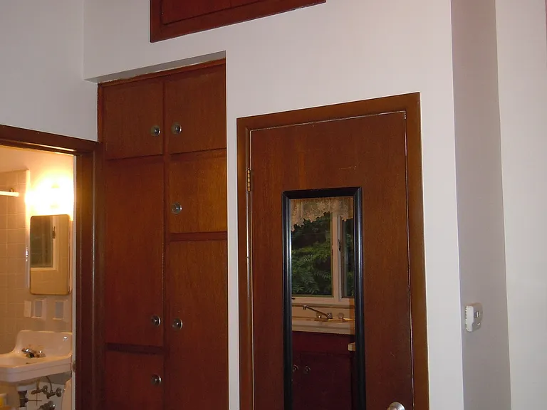 Storage closets, bath entrance