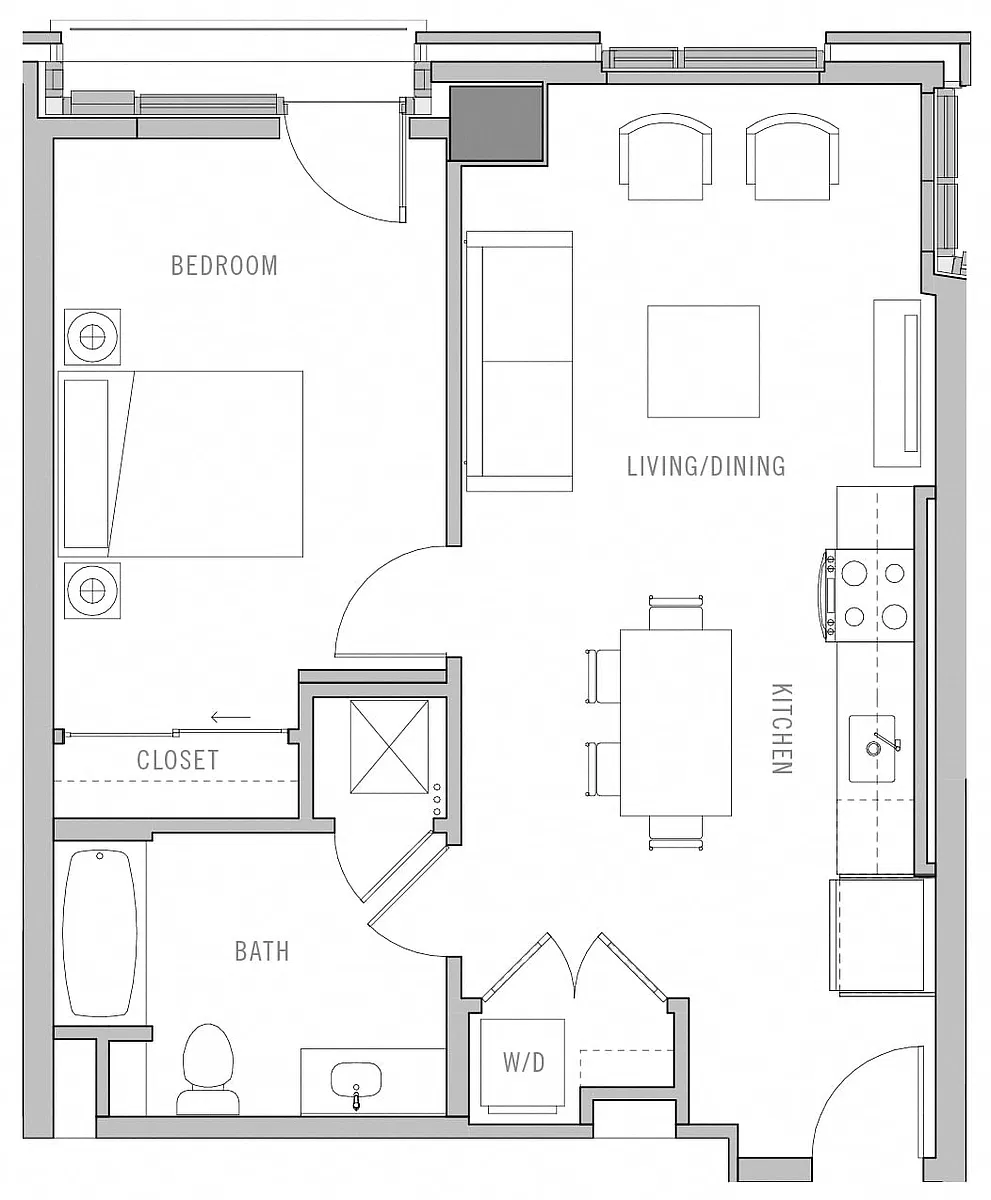 Floor plan 1 Bed-1 Bath-F1