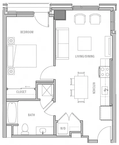 Floor plan 1 Bed-1 Bath-F1