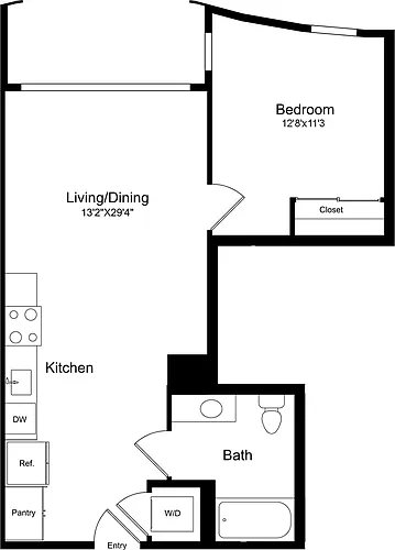 Floor plan 1B - Curved