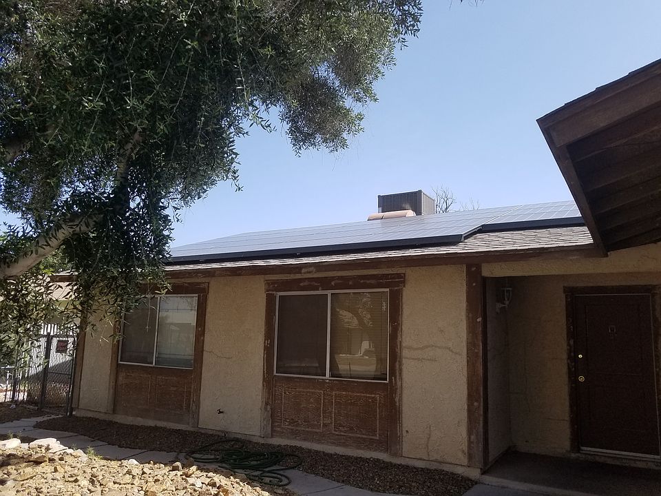 Front yard and solar panels.