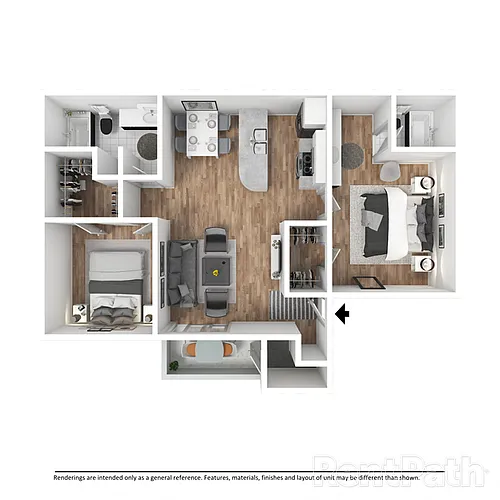 Floor plan Two Bedroom, Two Bath