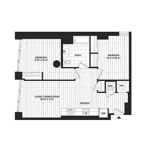 Floor plan 2 Bed - 1 Bath | B02