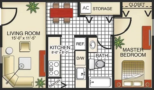 1 BEDROOM, 1 BATH 1 BEDROOM, 1 BATH