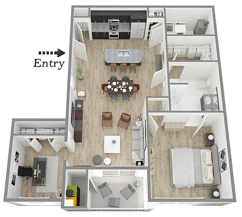 Floor plan Cedar One Bdrm plus Den