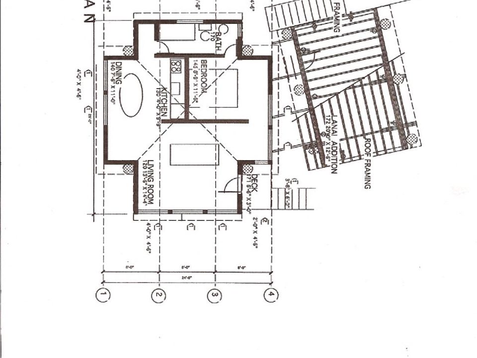 Floor Plan of main house and attached Lanai bedrooms.