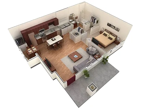 Floor plan 1 BR Grand Courtyard